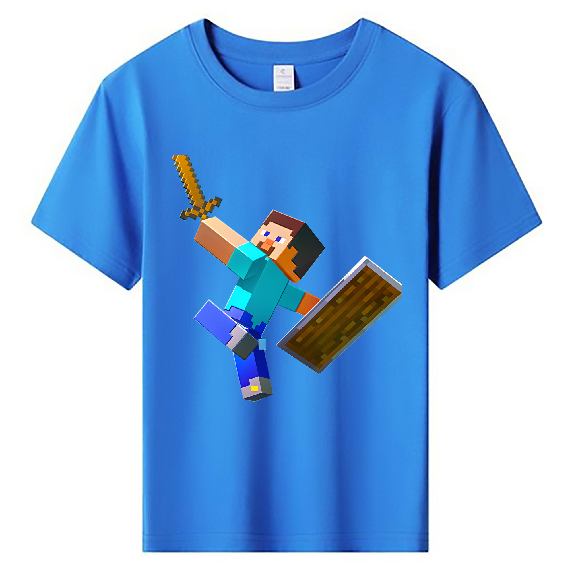（画像用） マインクラフト ブロックの世界 Minecraft MC Block world 綿100％キッズTシャツ（フロントプリント）
